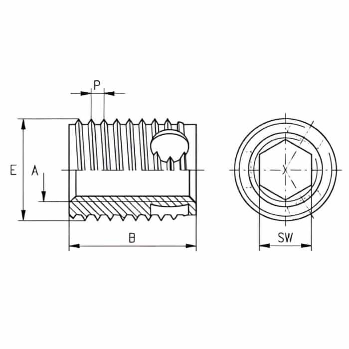 Ren Lắp Tự Khoét Buồng Chứa Phoi Ensat-SBSI Dài (có lỗ lục giác) - Ảnh 2